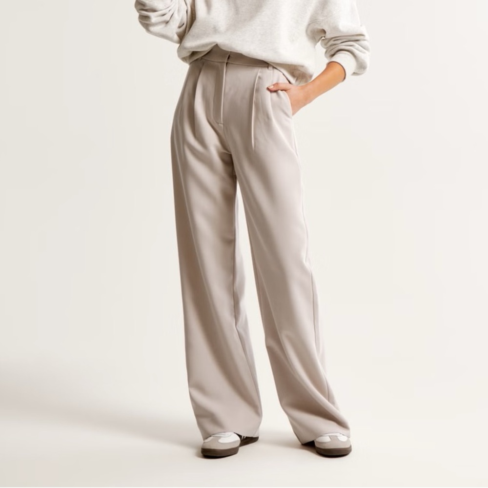 Abercrombie & Fitch Cream/Light Taupe Wide Leg Jumpsuit 30, 10